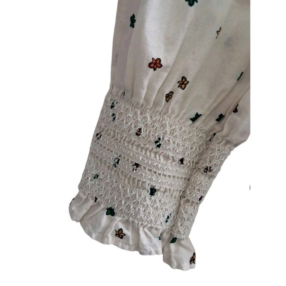 Talbots Top Women's Medium Petite‎ Colorful Blissful Floral Smocked Cuff Spring - Picture 5 of 10